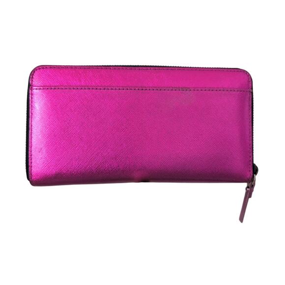 Kate Spade Metallic Lacey Zip Around Wallet in Hot Pink - Picture 2 of 3